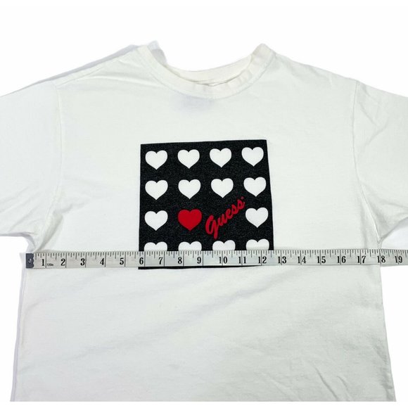 Vintage 90s Guess Brand T-Shirt Hearts Logo - Picture 11 of 11